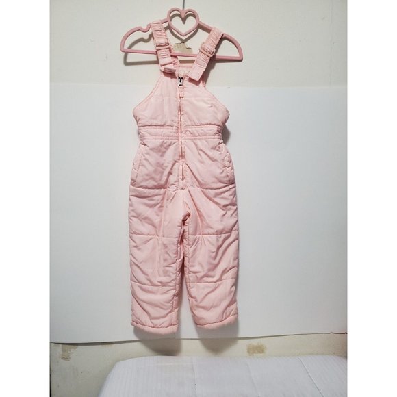 Jessica Simpson Snow Pant Play Bib -  Coral Pink 2T Adjustable - Picture 1 of 16